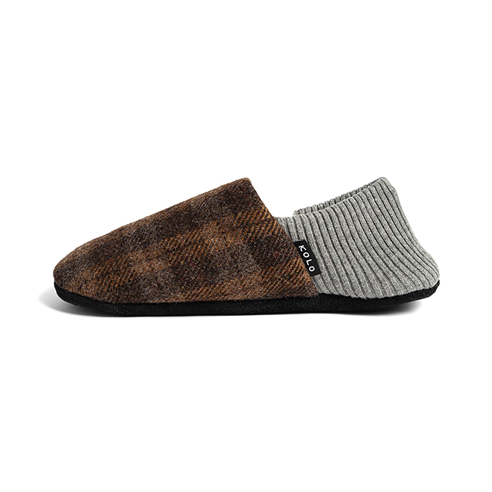 Lanton Tweed House Shoes - Fur-Lined